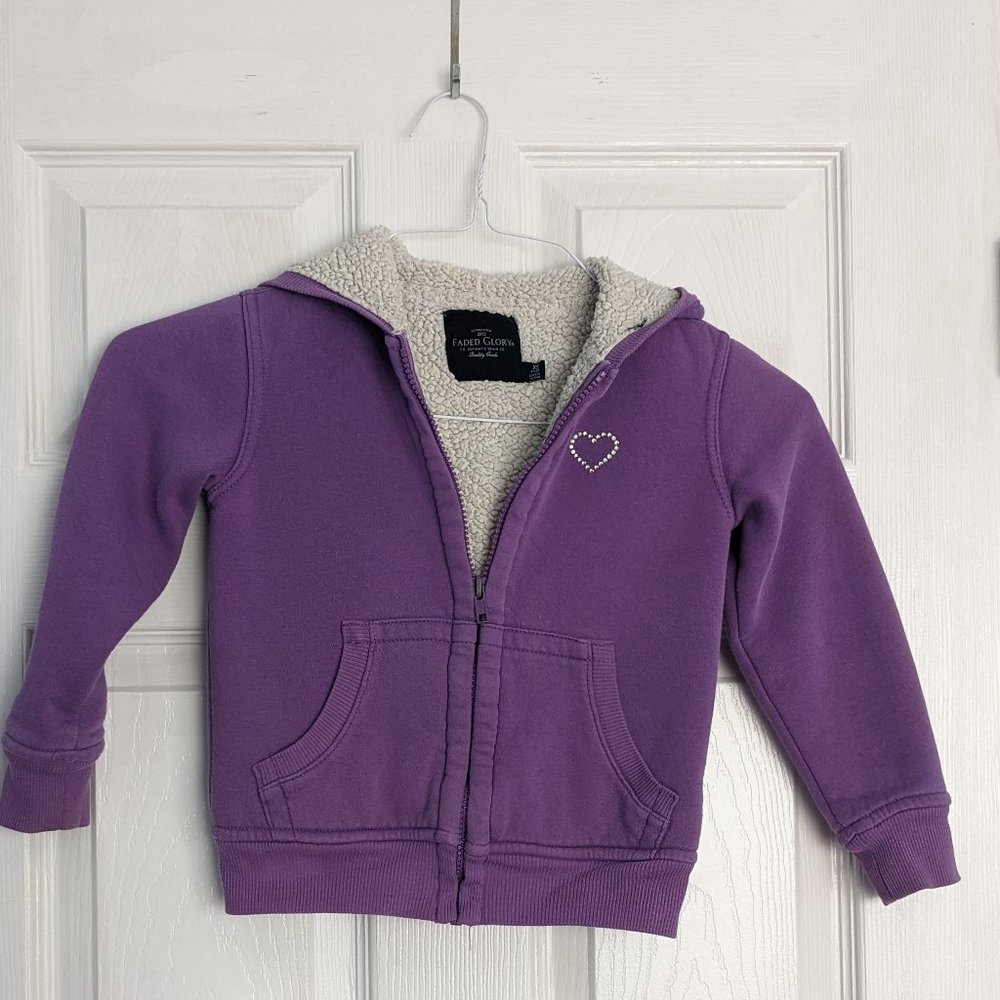 Faded Glory Super Cozy Fleece Lined Purple Hoodie Size 4-5T (Bundle)